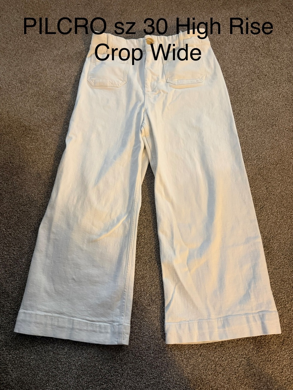 Pilcro High-Rise Crop Wide Jeans in White Sz 30